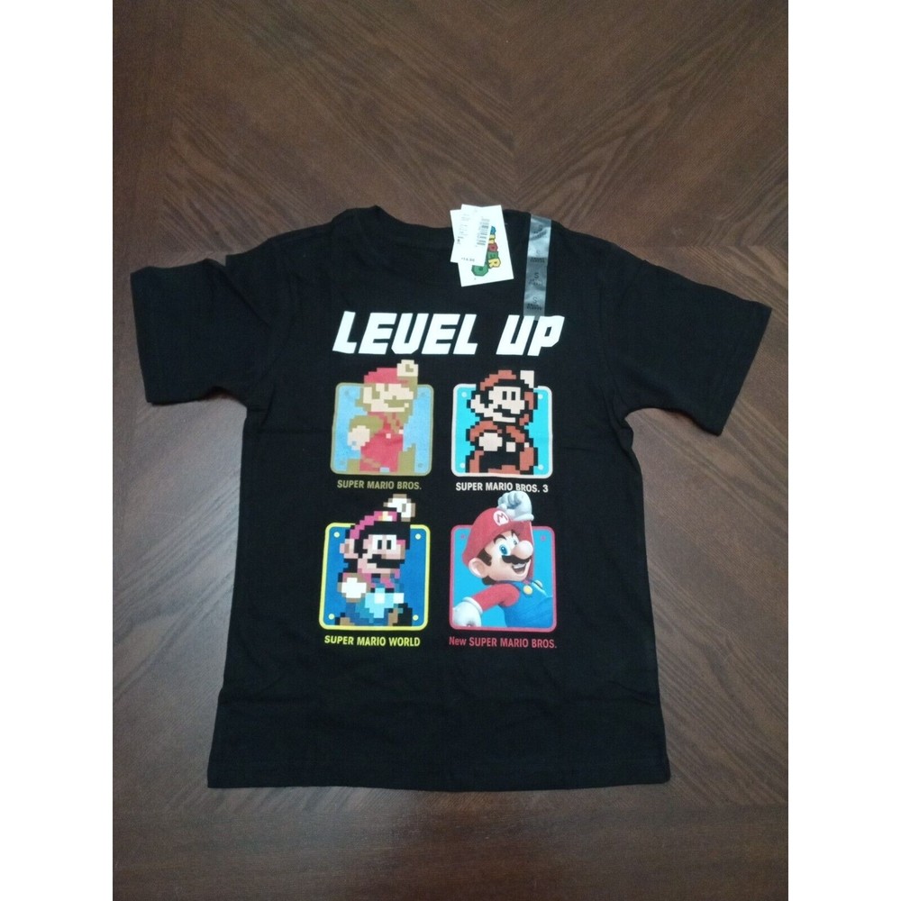 Super Mario Bros Level Up! Nintendo T Shirt Black Size S  2018 New with Tags